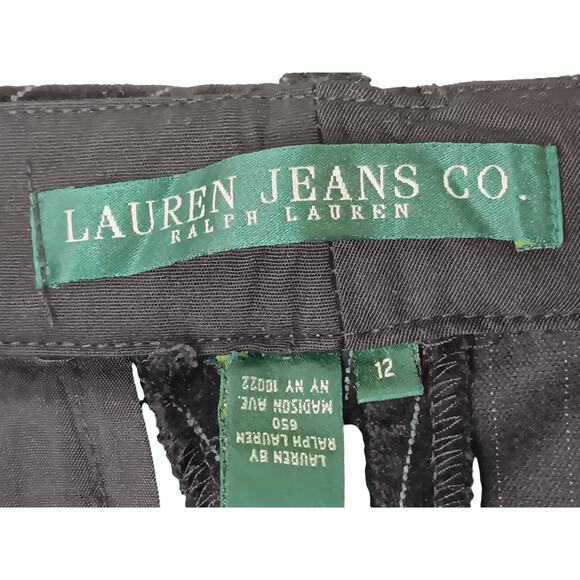 Vintage Ralph Lauren Lauren Jeans Co. Pinstripe Velvet Pants Black 12  Cropped - Picture 10 of 11